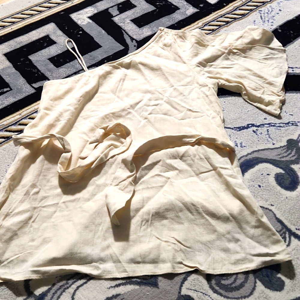 Linen one sleeve top